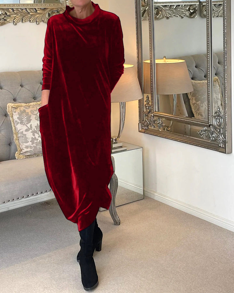 Chic Velvet Dress with Handy Pockets for Ultimate Comfort