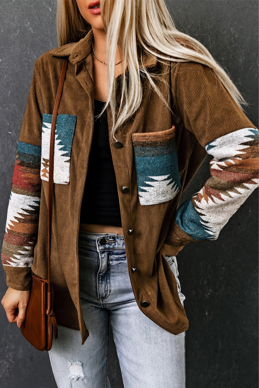 Aztec Print Corduroy Jacket