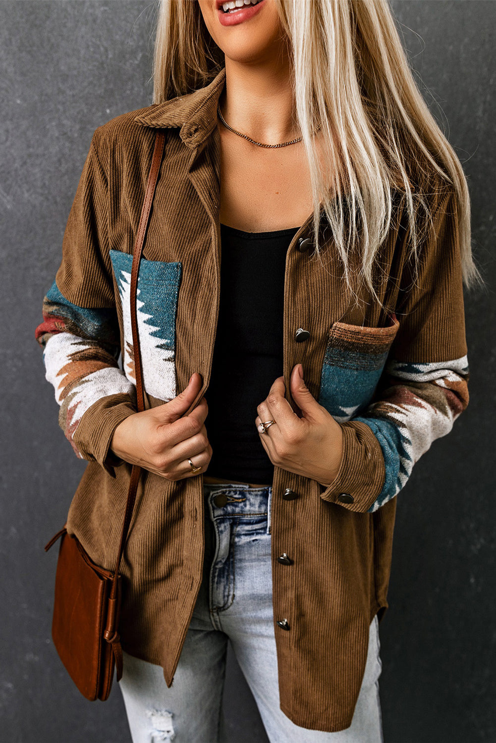 Aztec Print Corduroy Jacket