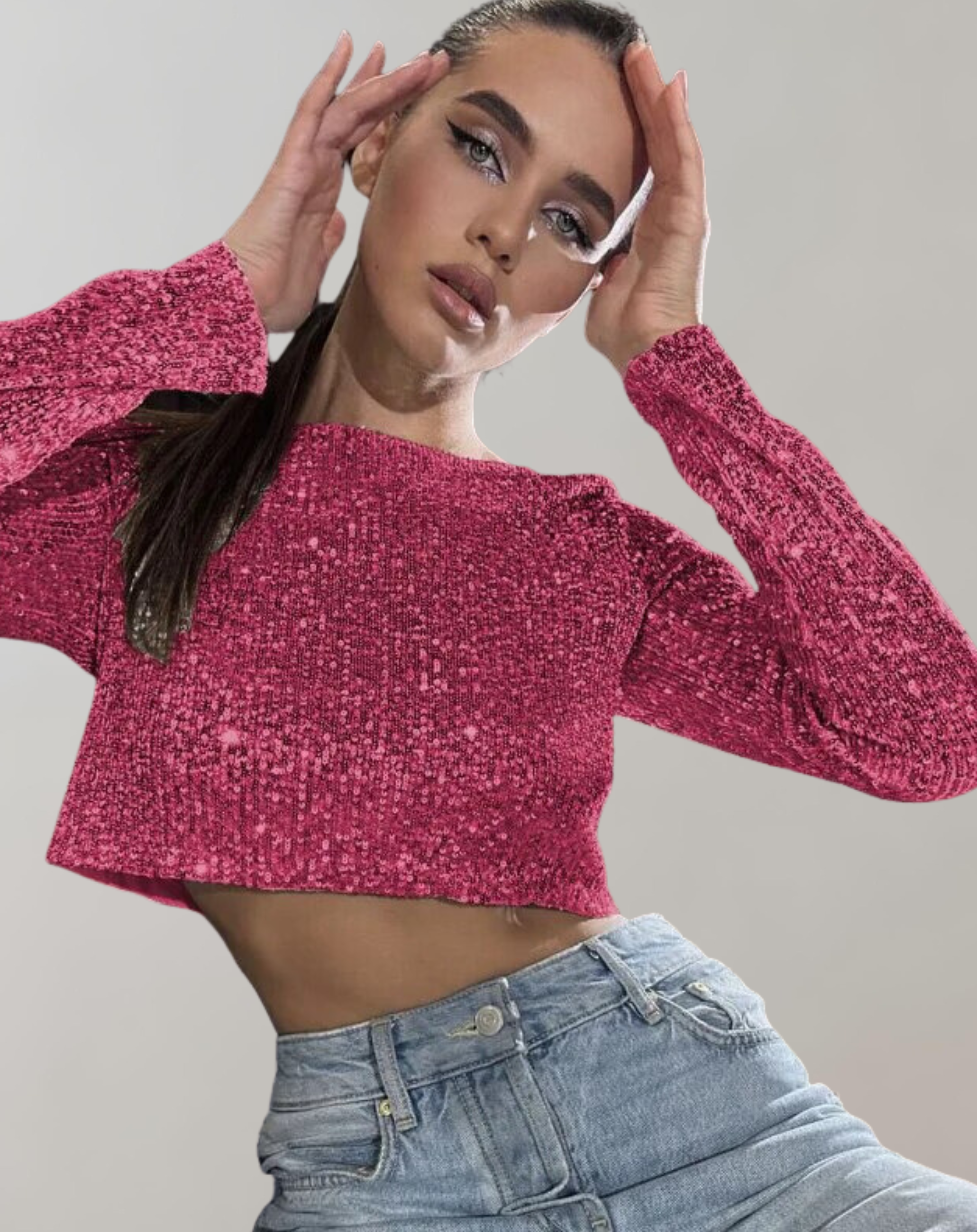 Women's Sparkling Sequin Crop Top