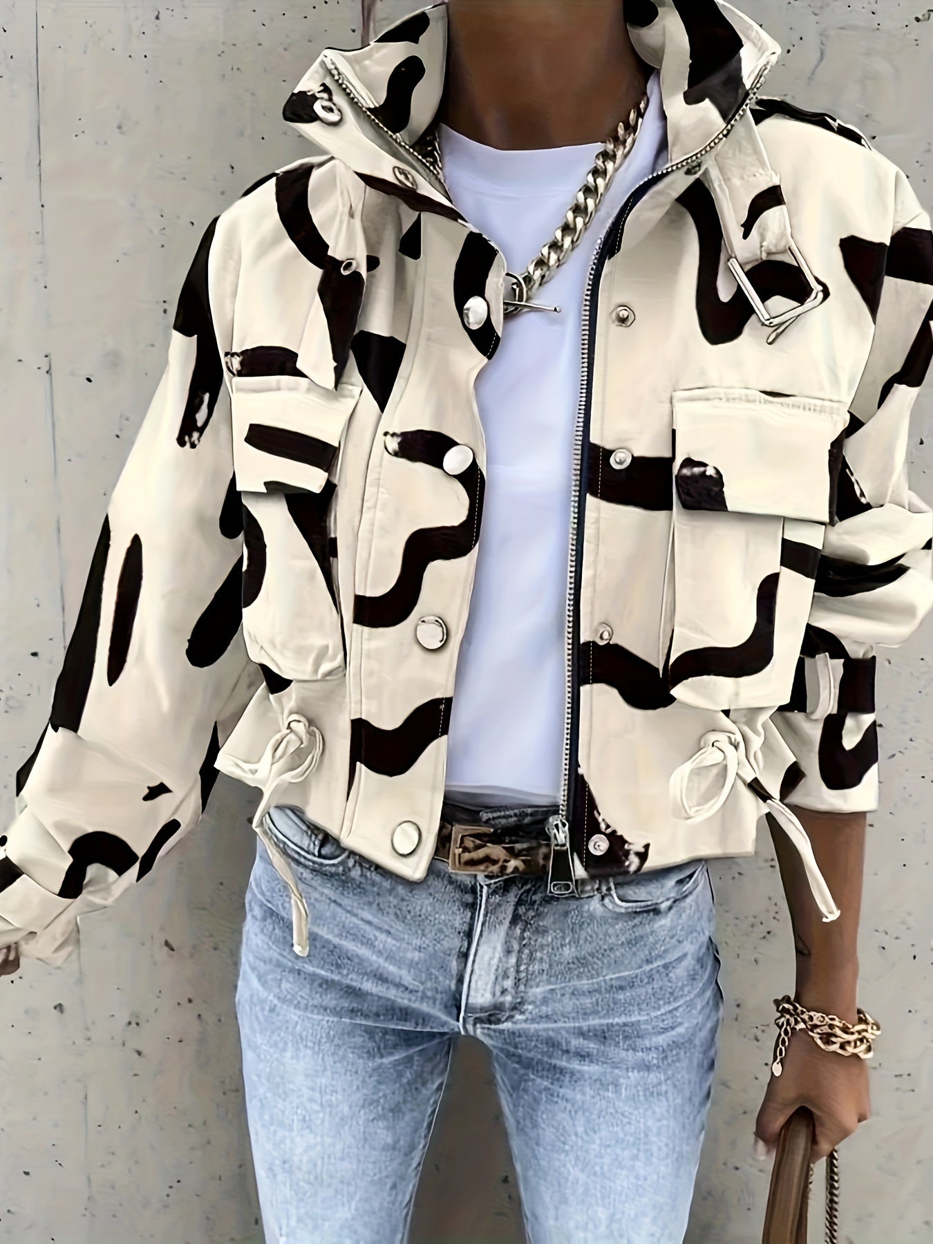 Stylish Women's Stand-Up Collar Jacket