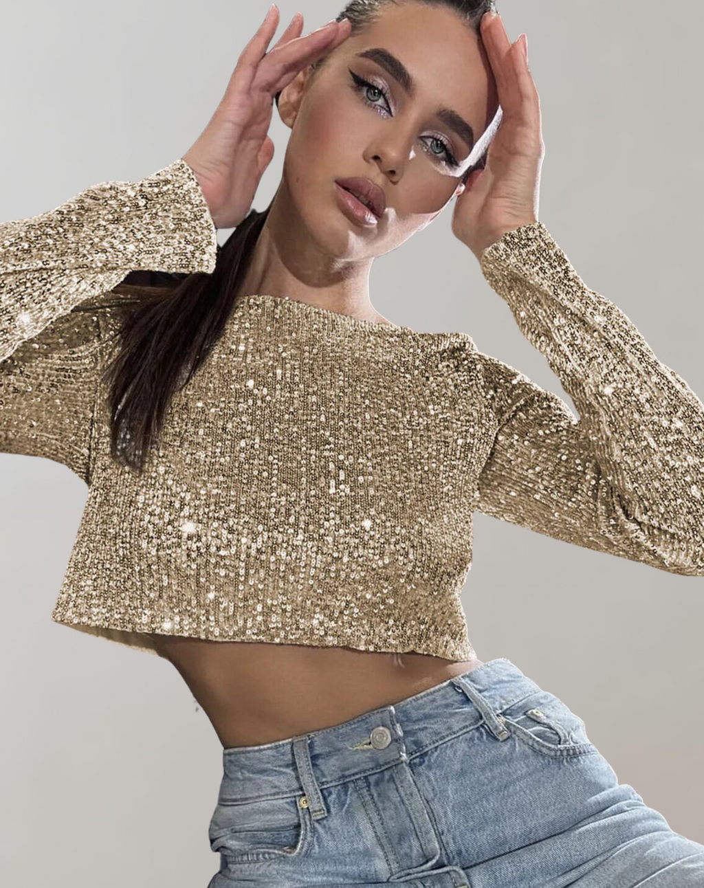 Women's Sparkling Sequin Crop Top