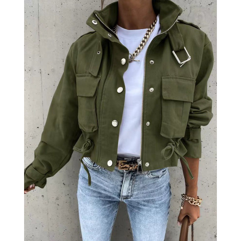 Stylish Women's Stand-Up Collar Jacket