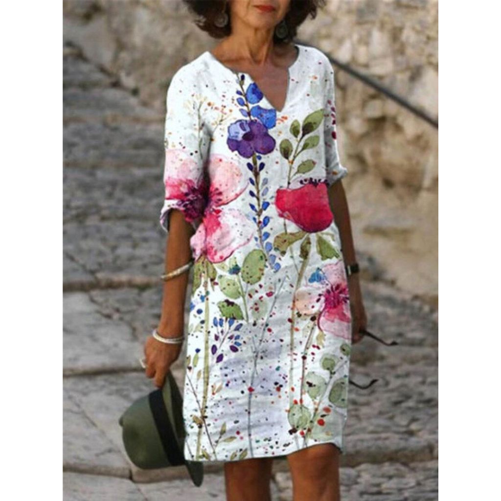 Charming Floral Print Dress