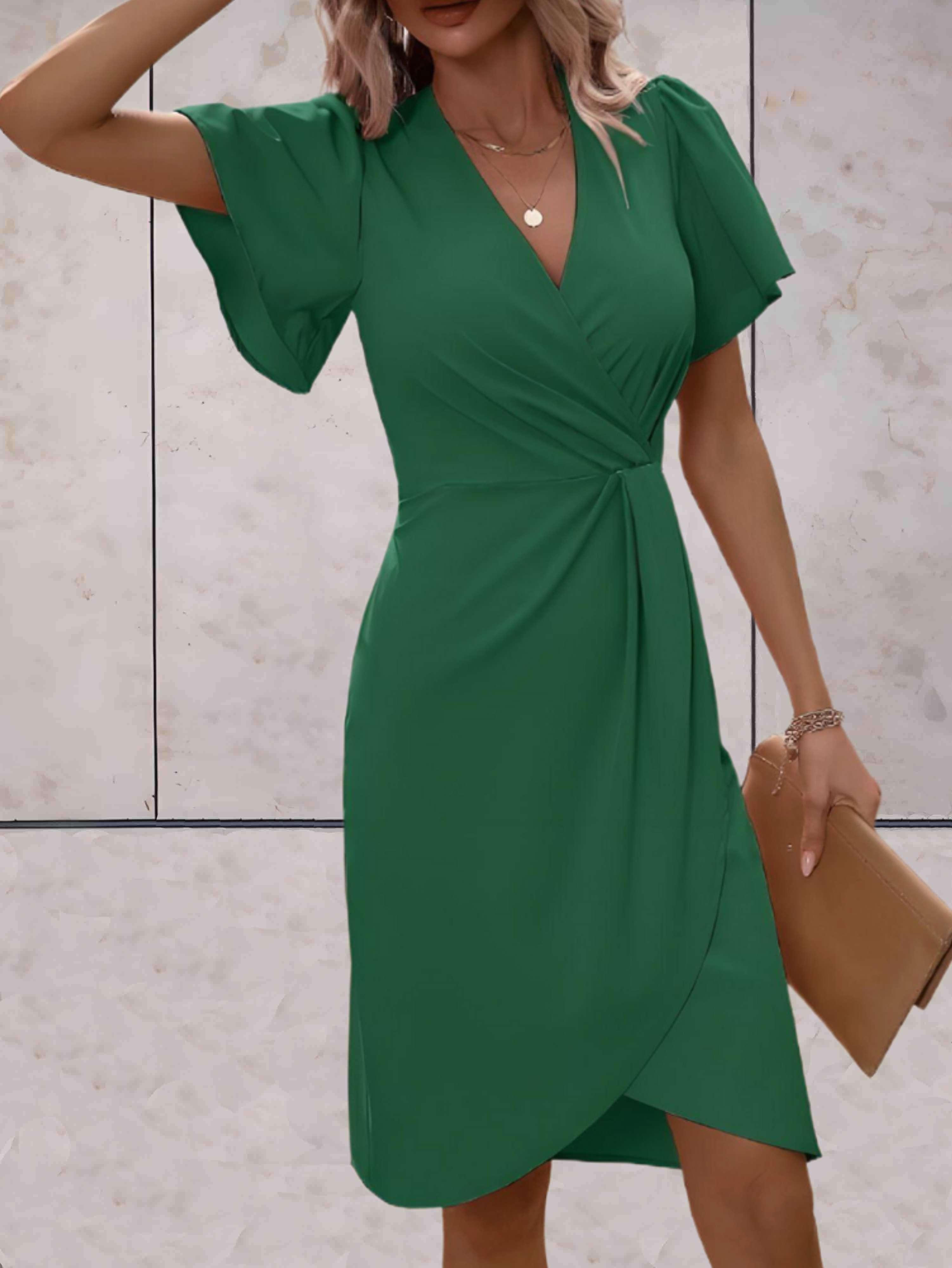 Stylish Short Sleeve Wrap Dress