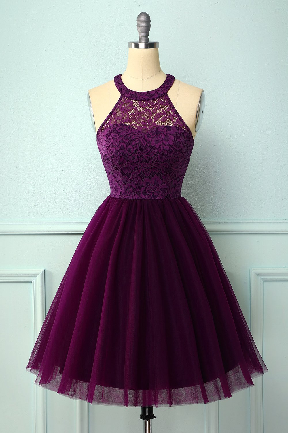 Burgundy Halter Dress for Confirmation Ceremony