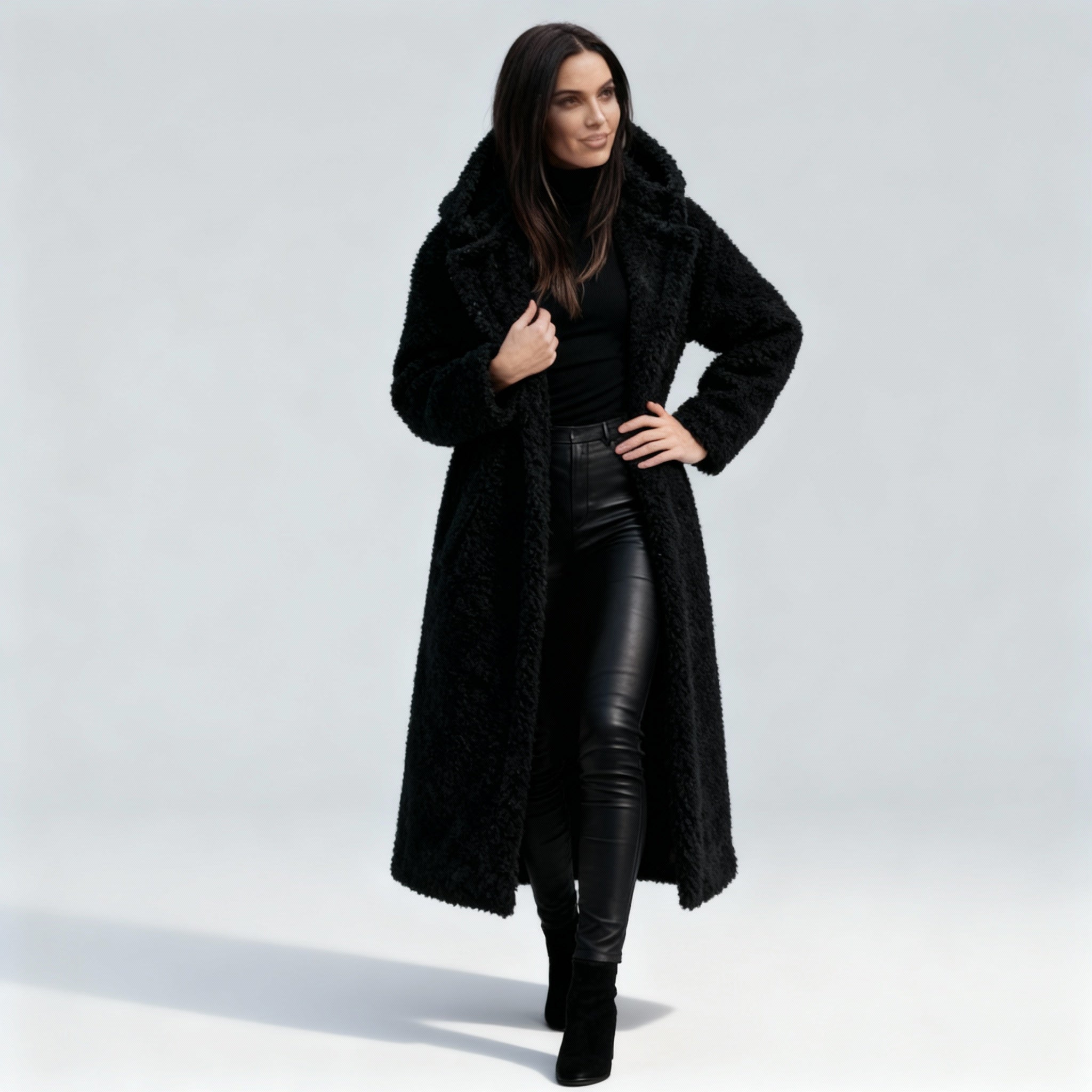 Chic Long Plush Fleece Coat for Women