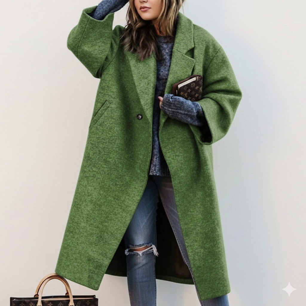 Plus Size Women's Long Wool Overcoat