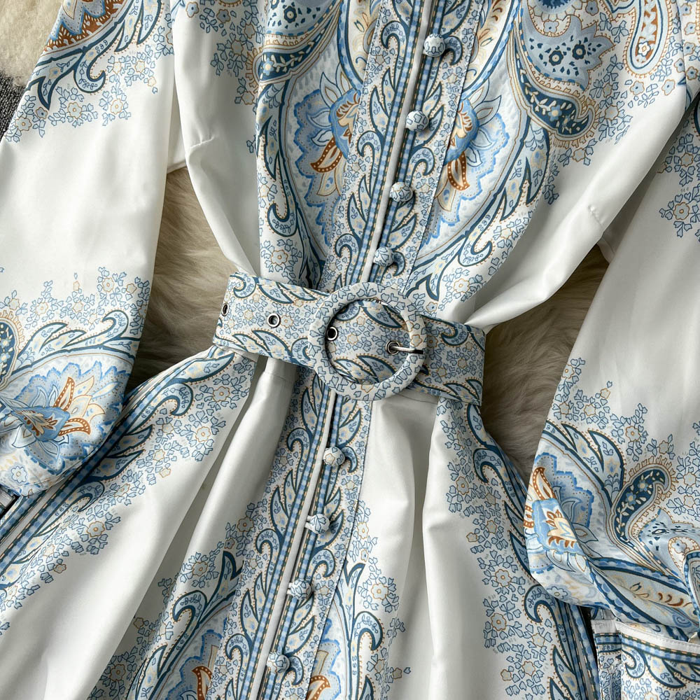 Floral A-Line Dress Featuring a Belted Waist